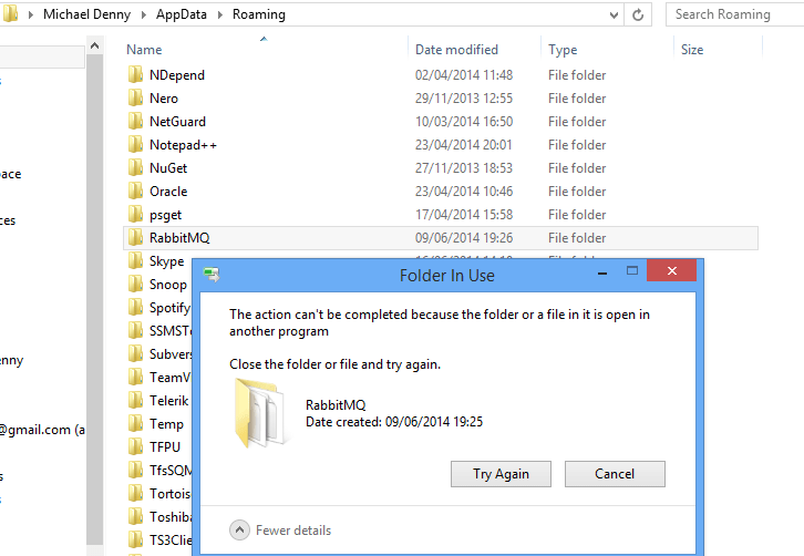 rabbitmq-folder-wont-delete